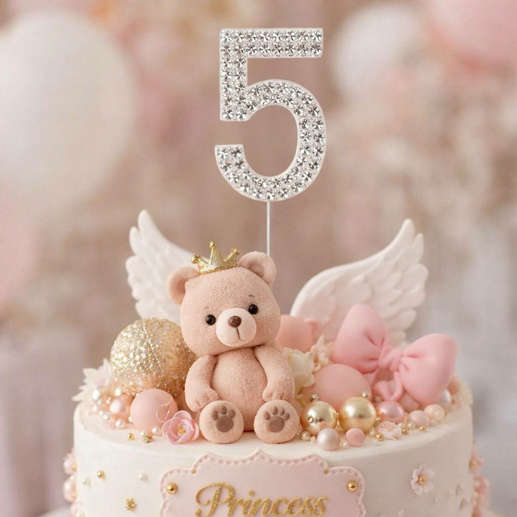 Топпер 5 металлический серебряный со стразами