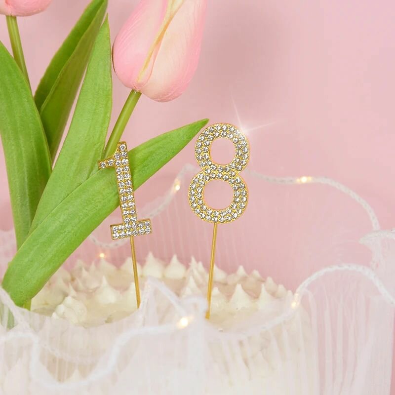 Набор топперов 18 металлический золотистый со стразами