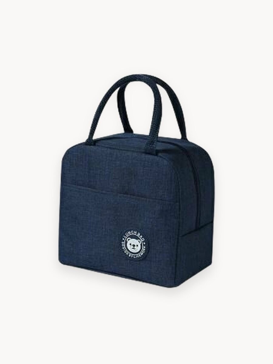 Термосумка для ланч-бокса, обеда, контейнера, еды (темно-синяя)/ сумка холодильник 23х21х13 см/