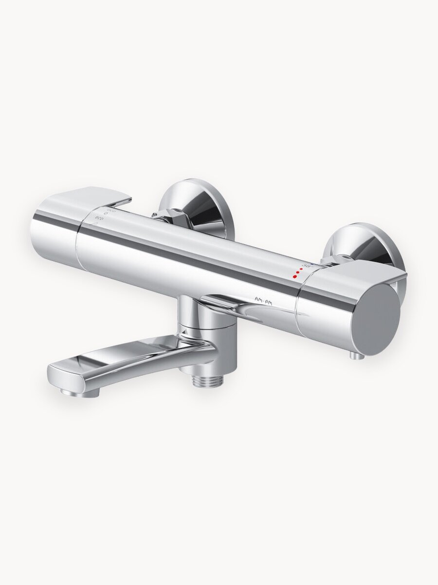 Смеситель термостатический AM.PM Brava для ванны, короткий поворотный кран 176 мм, хром