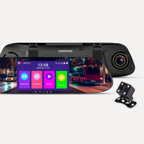 Изображение товара Full HD видеорегистратор-зеркало с задней камерой, парковочным режимом и умными датчиками - TrendVision Prime Mirror