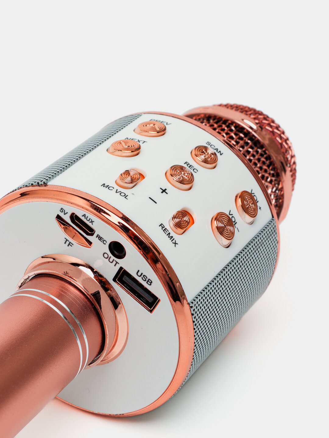 Оригинальный караоке-микрофон WSTER WS-858 с колонкой, Bluetooth, портативный, 5Вт, 1800mAh, gold-rose