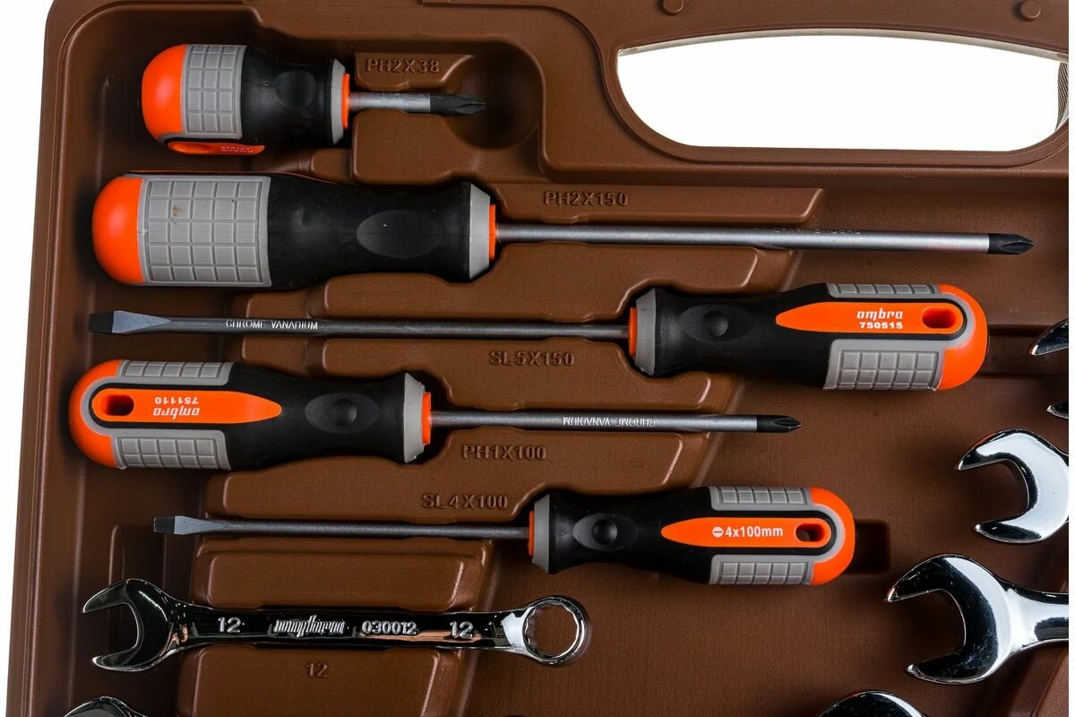 Набор инструмента универсальный 1/4", 1/2"DR, 93 предмета Ombra — фото 1