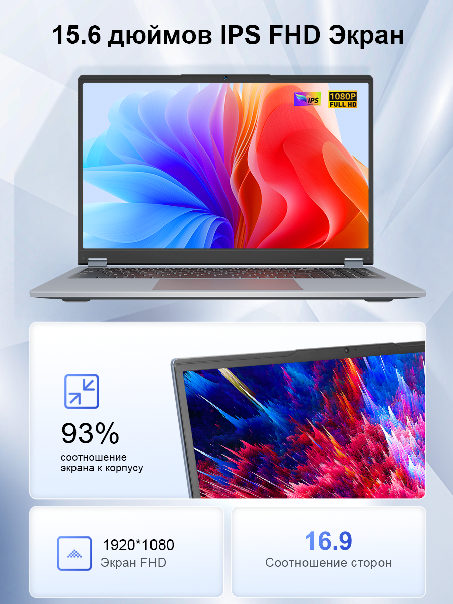 Ноутбук Ninkear YBOOK 15 AMD Ryzen 3 3200U 15,6" IPS Full HD 16 ГБ/512 ГБ SSD Windows 11 Pro — фото 1