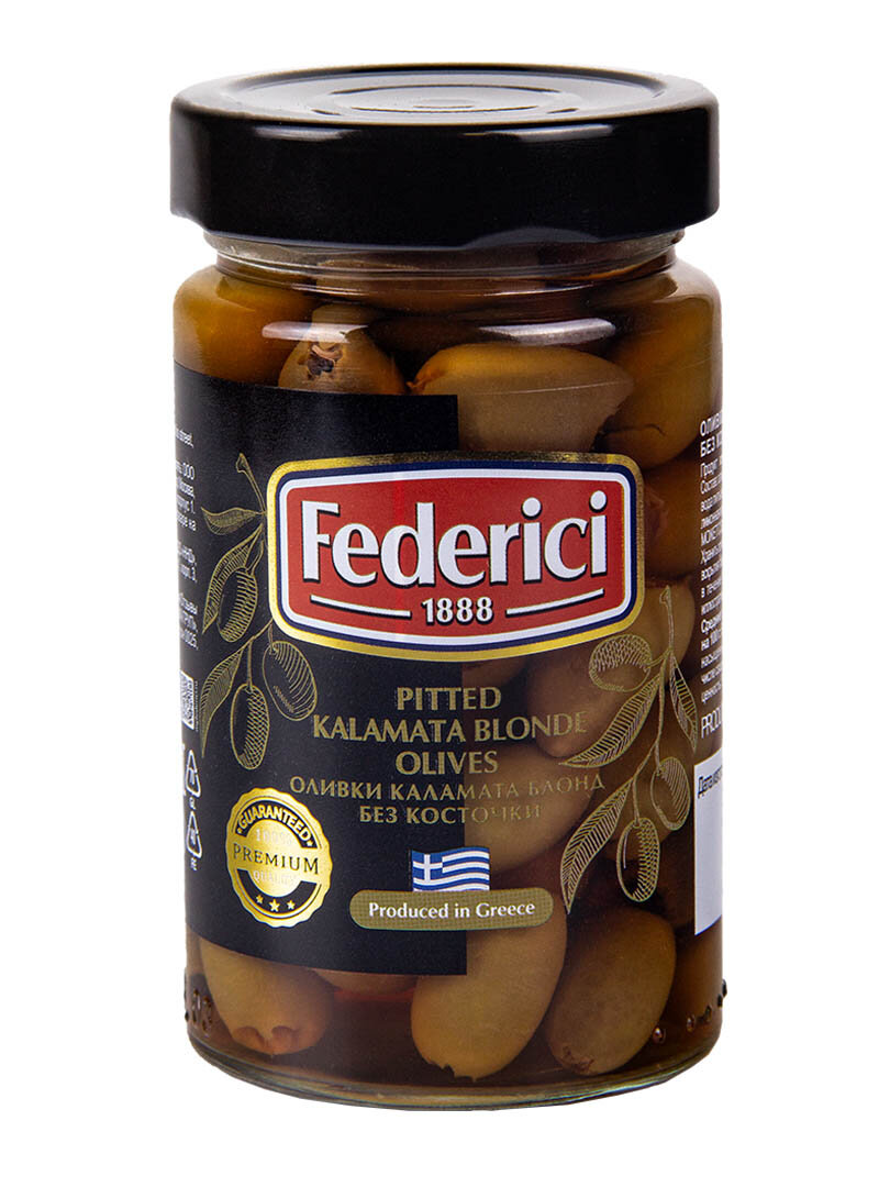 Оливки Federici Каламата блонд без косточки, в рассоле, 300 г