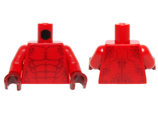 Torso Bare Chest with Muscles and Dark Red Spots Pattern / Red Arms / Dark Red Hands, 973pb2195c01 Red U