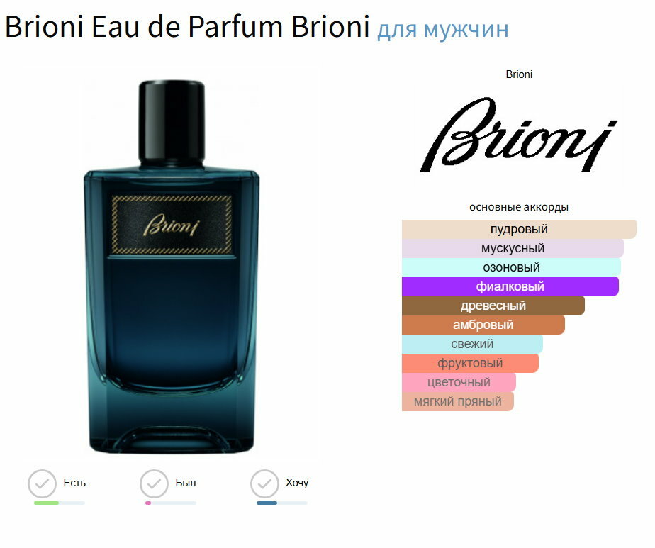 Духи Brioni Eau De Parfum Brioni, перезаправляемый флакон, древесно-пряные ноты, 5 мл — фото 1