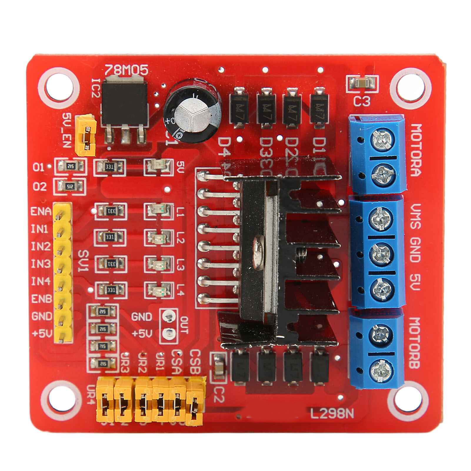 L298N Dual H Bridge Модуль драйвера шагового двигателя постоянного тока Многофункциональная плата контроллера двигателя