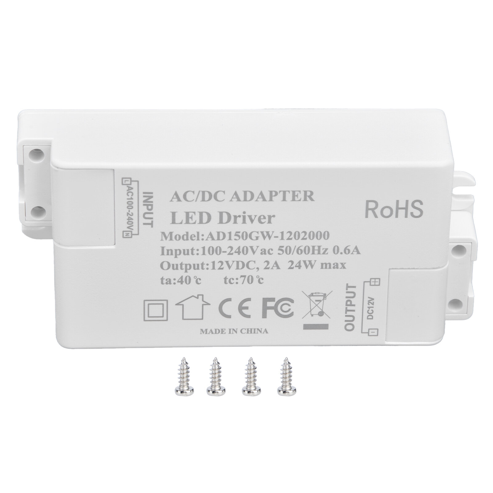 DC12V 24W 2A Светодиодный драйвер Постоянный напряжение Многофункциональное трансформатор светодиодов DIY AC 100–240 В