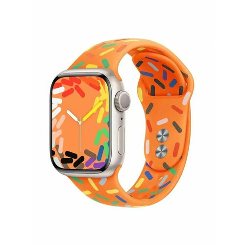 Силиконовый ремешок для Apple Watch 42 44 45 Ultra 49 mm Sport Band Orange Pride 809₽