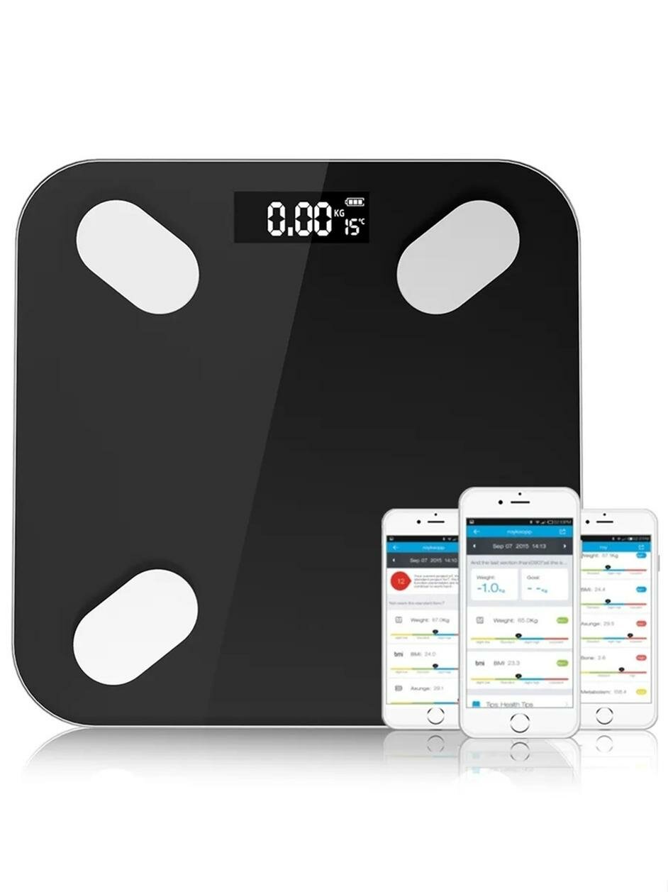 Умные напольные весы "Диагностические", Bluetooth, черные, стекло