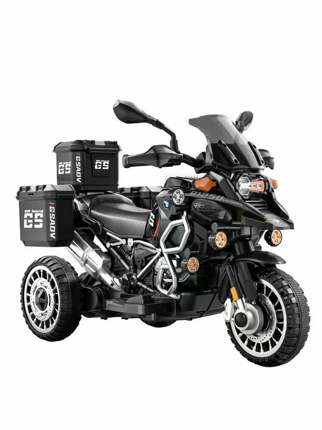 Электромотоцикл "BMW GS Adventure", для детей, 3 в 1, LED-фары, звук мотора, черный/красный/синий/хаки