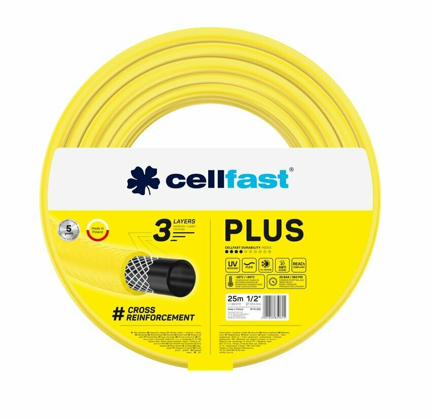 Шланг садовый Cellfast Plus армированный 1/2 дюйма 25 метров 25 Бар