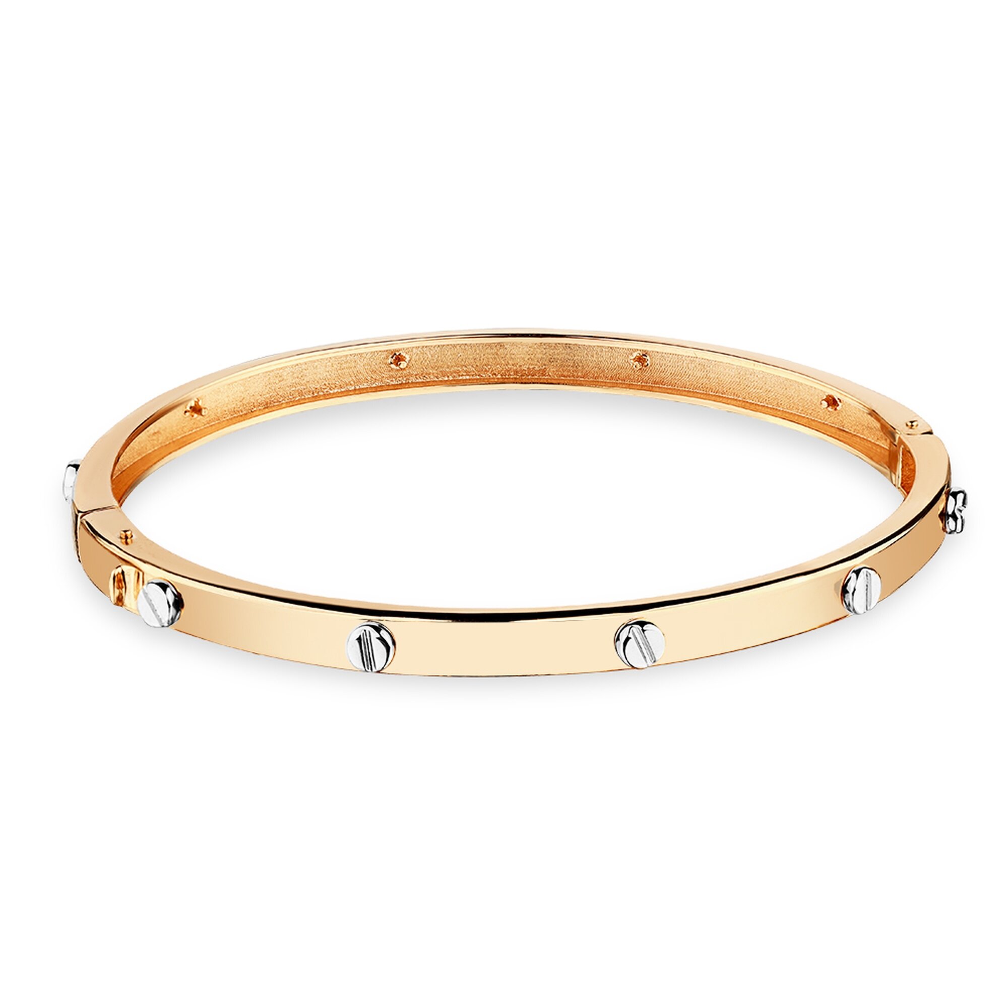 Жесткий браслет Diamant online, комбинированное золото, 585 проба