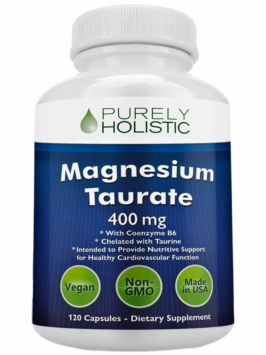 Магний таурат Purely Holistic 400 мг 120 капсул для сердца нервной системы и сна
