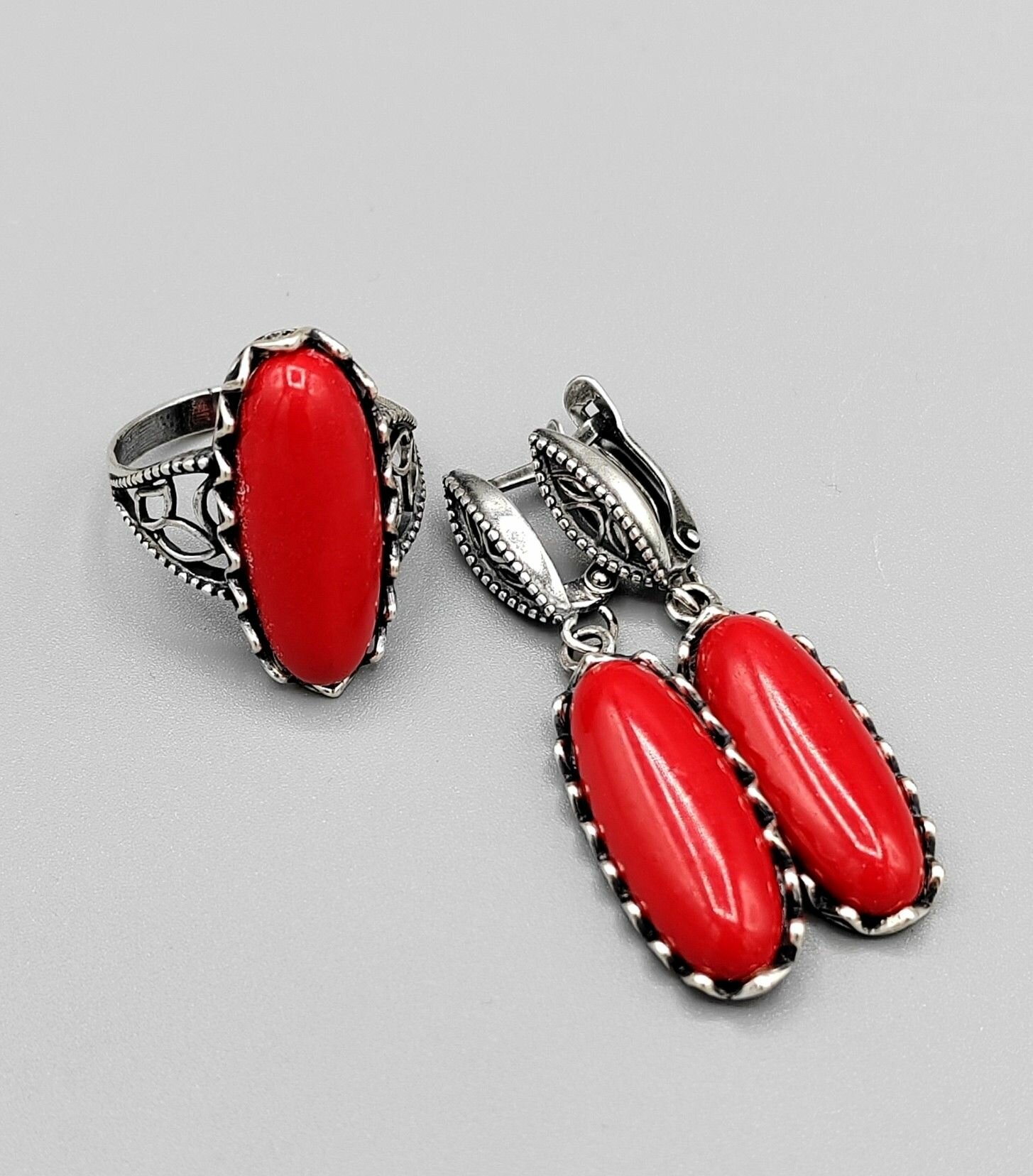 Комплект бижутерии, коралл синтетический