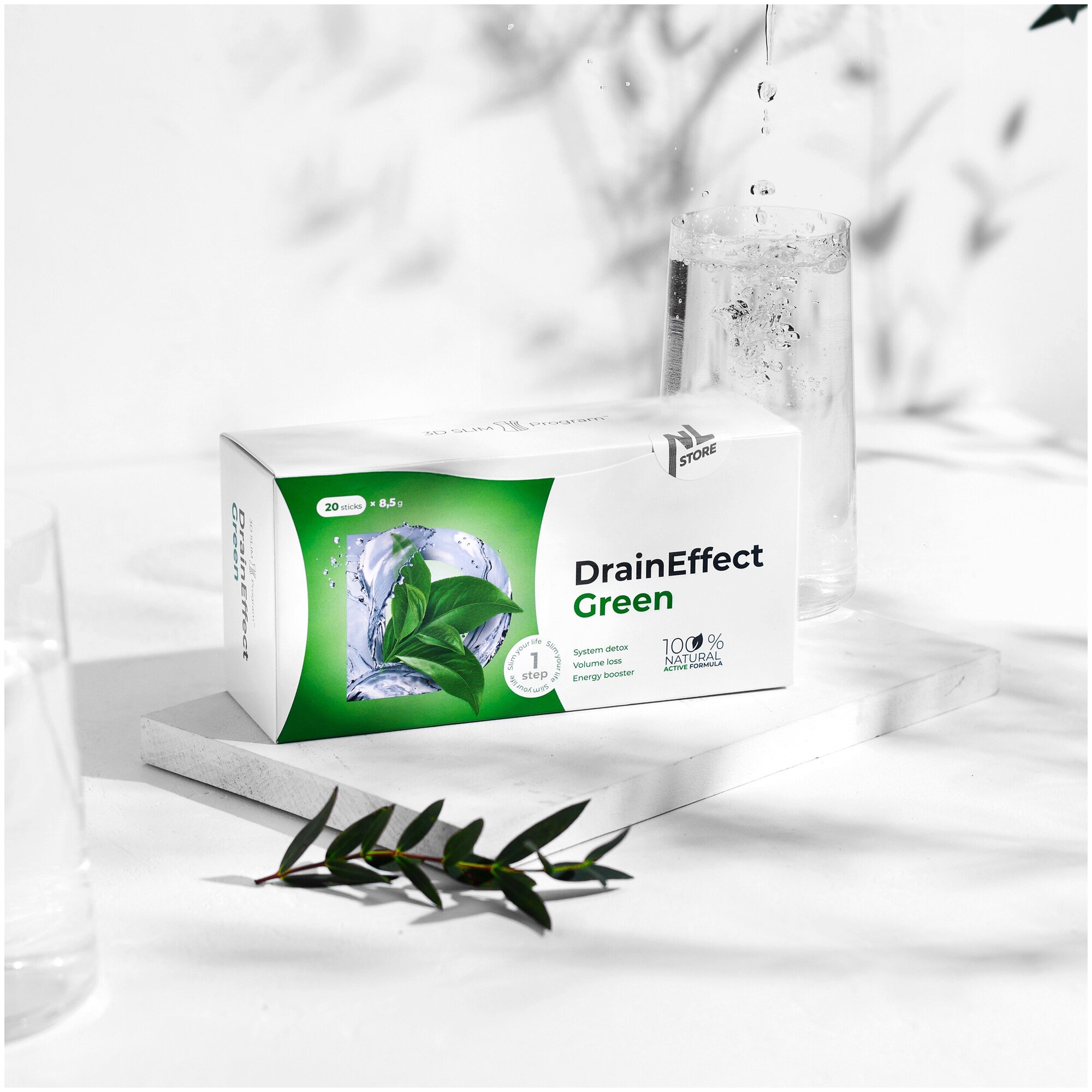 DrainEffect green Драйн драйнэффект nl для похудения, дренирующий напиток, мятный вкус — фото 1