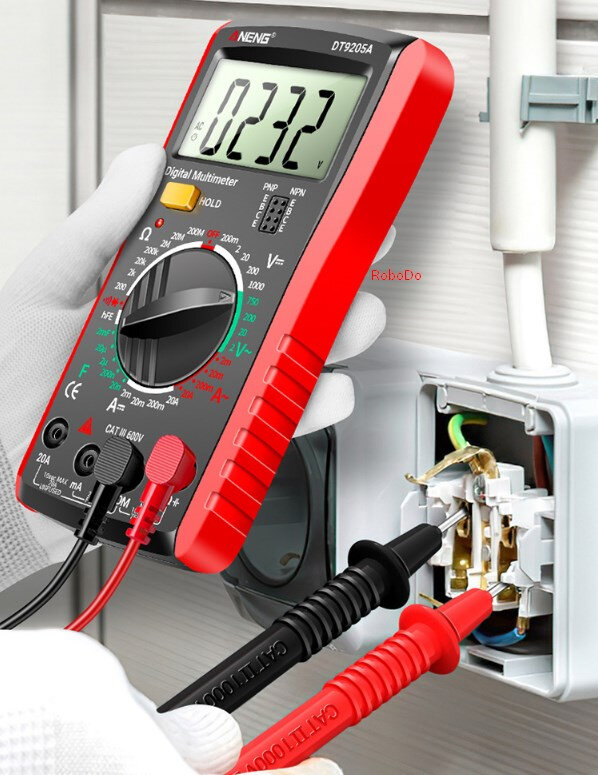 Мультиметр ANENG DT9205A, измерения: V, A, R, C, функция hFE — фото 1