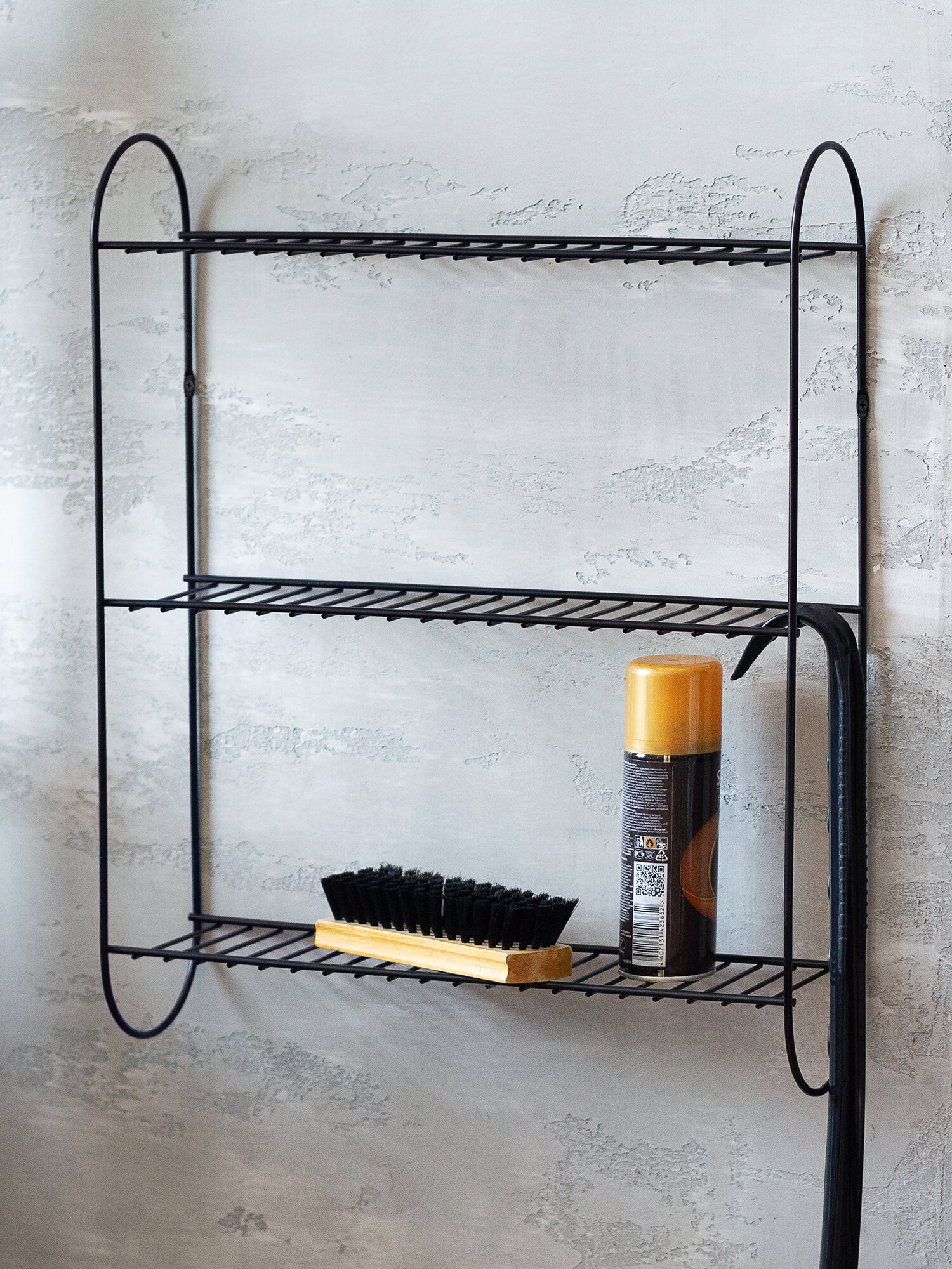 Полка настенная Moroshka "Minima", трехуровневая, черная сталь, 40.8x11.3x52 см