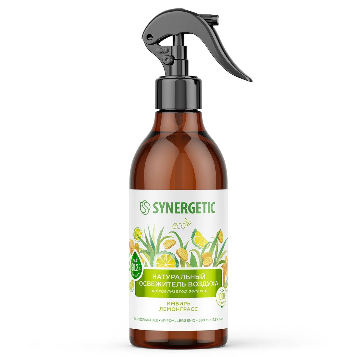 Освежитель воздуха Имбирь и лемонграсс. Гипоаллергенный биоразлагаемый, нейтрализатор запахов 0,38л