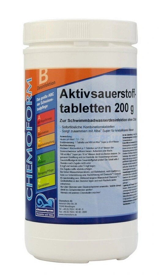 Chemoform Аквабланк О2 в таблетках (200 г) активный кислород для дезинфекции воды в бассейнах 1 кг цена - за 1 шт