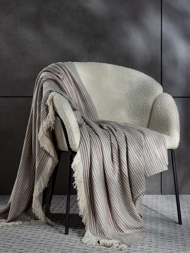 Покрывало Askona (Аскона) All Natural с бахромой (хлопок) 220x240  бежевый