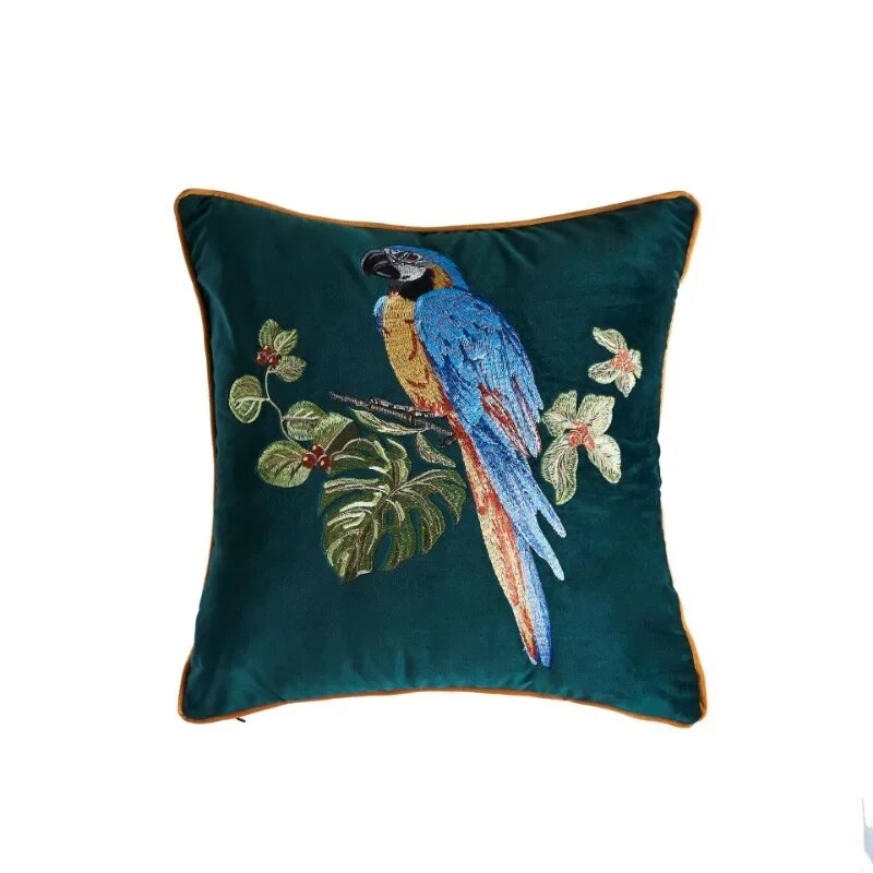 Наволочка Perilune бархатная синяя зелёная 35x50/45x45 см