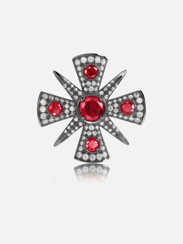 Изображение товара Брошь, серебро, 925 проба, фианит