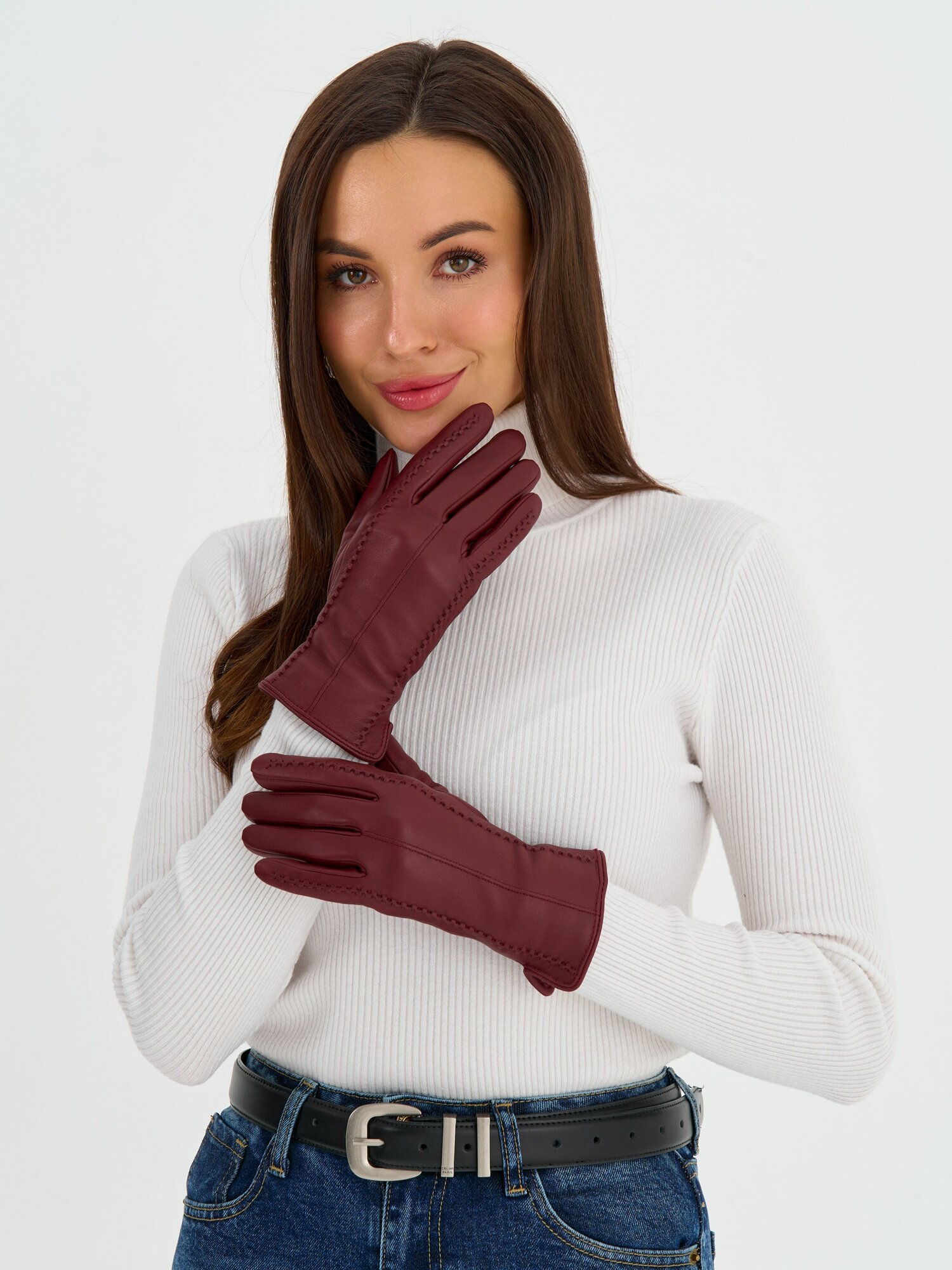 Перчатки EZcool Осень-зима 2025 для женщин, размер 6.5, бордовый