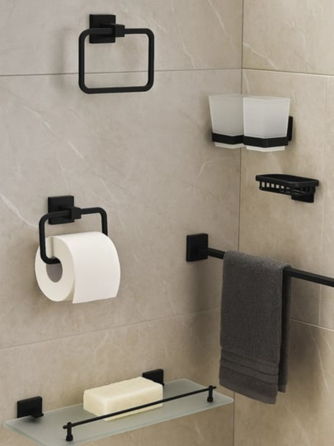 Набор аксессуаров для ванной комнаты R2800-12 Grey, из нержавеющей стали