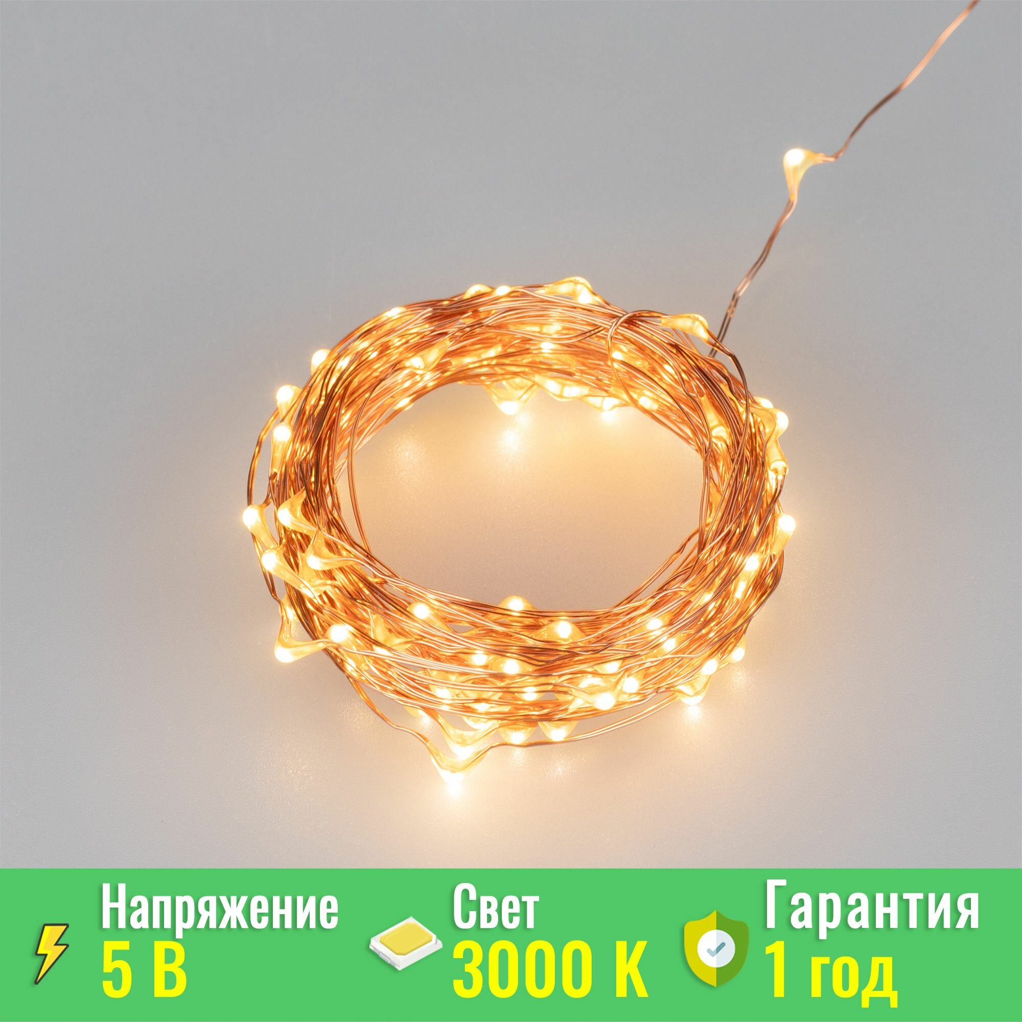 Светодиодная гирлянда ARD-DEW-HOME-10000-100LED-LIVE Warm3000 (5V, USB, ПДУ) (Arlight Ardecoled, IP20) 048708