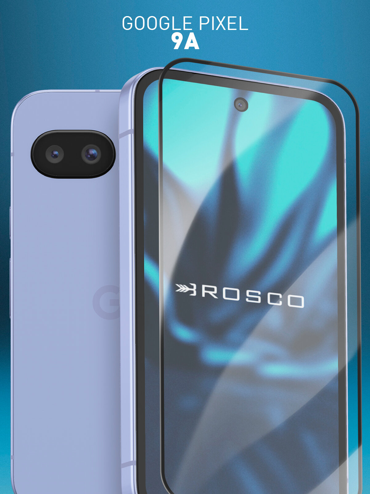 Защитное стекло Rosco на Google Pixel 9A (Гугл Пиксель 9a), с чёрной рамкой, 1 шт