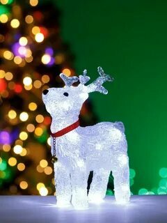 Олень светодиодный новогодняя световая фигура пластик длина 23см 1шт.
