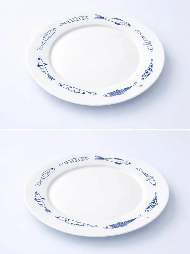 Тарелка с принтом "Рыбы" 21 см, керамика, подходит для СВЧ-печи — фото 1