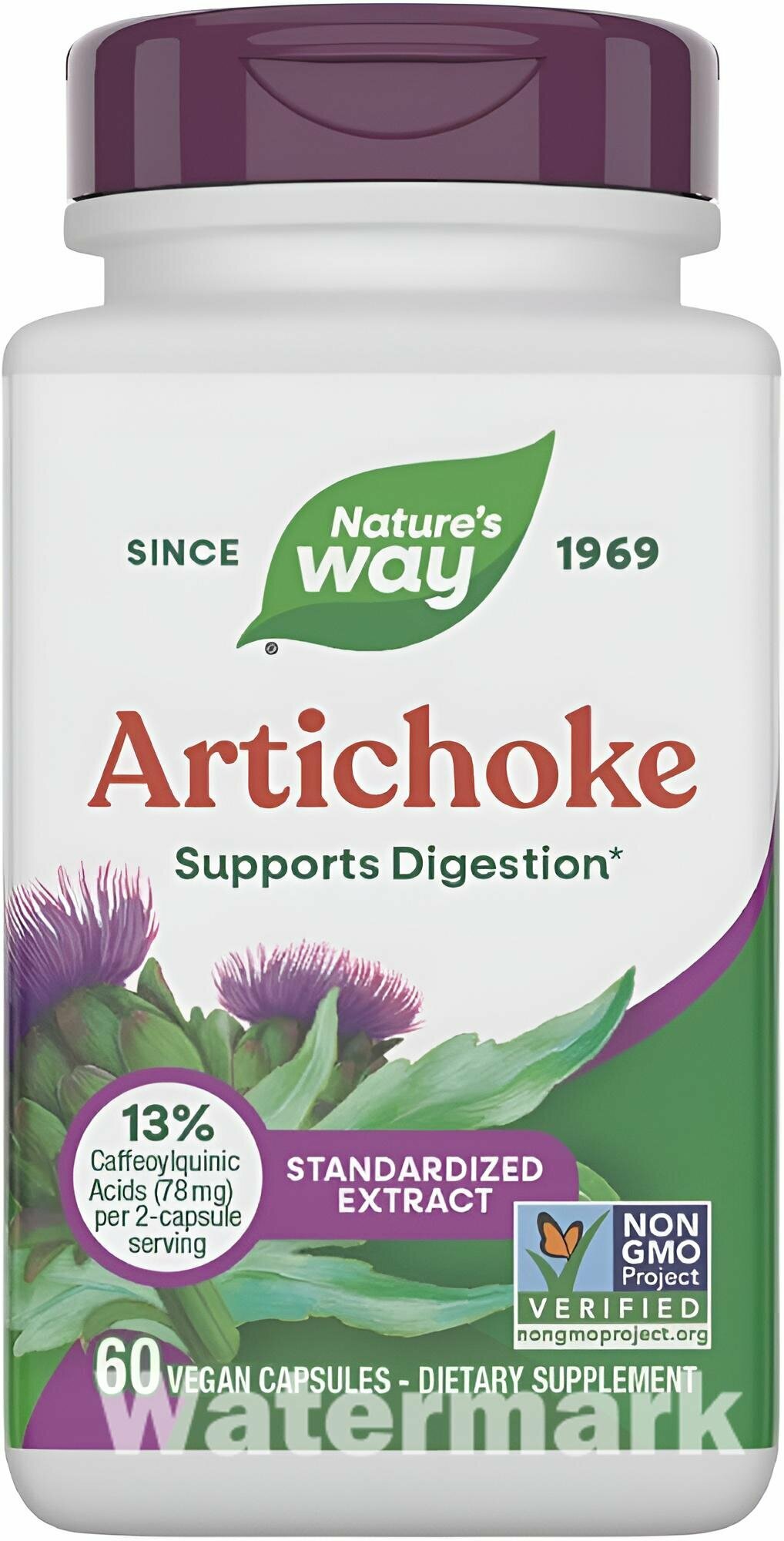 Nature’s Way Artichoke N60 — экстракт артишока для пищеварения и печени, 60 капсул