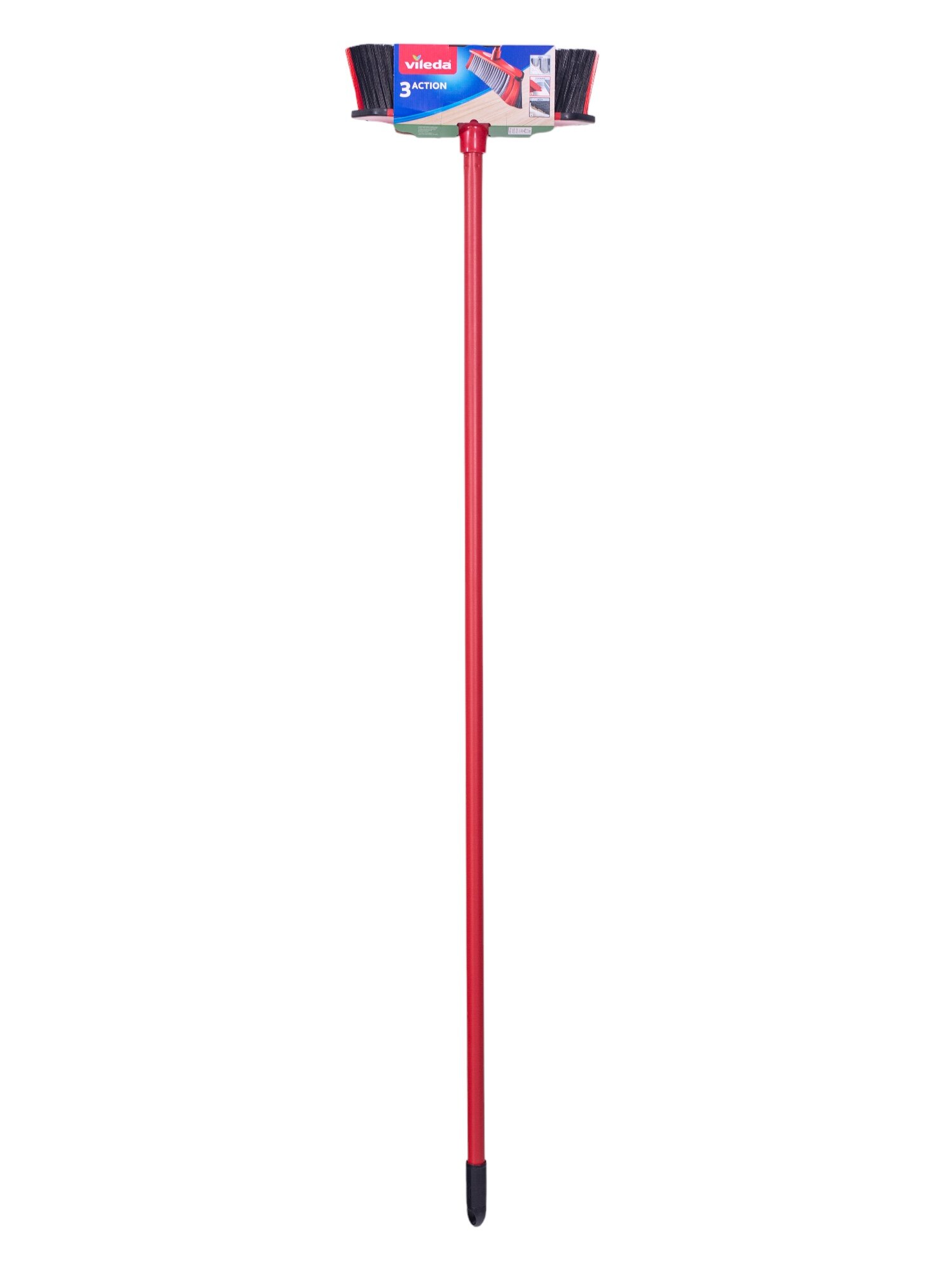 Щетка для пола "Vileda 3 Экшн", пластик, телескопическая ручка, красная/черная, 29см