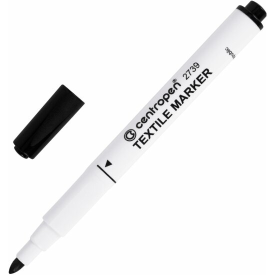 Маркер Centropen для ткани черный "Textile Marker", круглый наконечник, 1,8 мм, 2739, 5 2739 9212