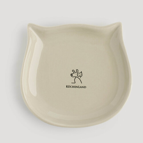 Изображение товара Миска для животных, 14х13 см, 100 мл, плоская, керамика, серая, Кот, Whiskers