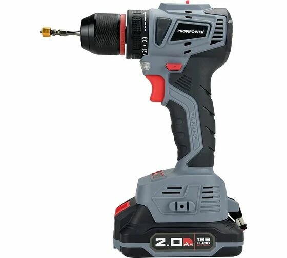 Аккумуляторный шуруповерт бесщеточный Profipower MKBL-18B Li-ion-2шт, 18В, 2.0Ач, З/У, 0.8-10 мм, кейс T0056
