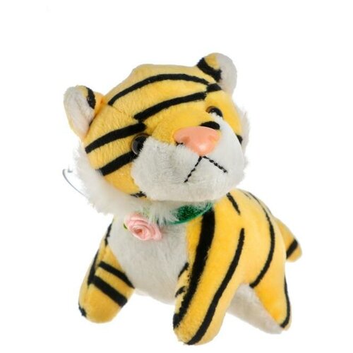 Мягкая игрушка «Тигр с цветком», 12 см, на присоске, цвета микс