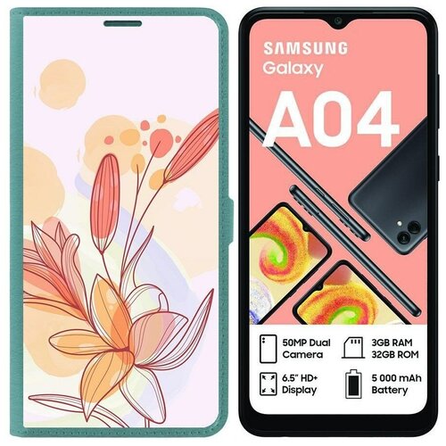 Чехол-книжка Krutoff Eco Book для Samsung Galaxy A04 (A045) Фантазия (зелёный опал) чехол книжка krutoff eco book для samsung galaxy a04 a045 цветочное настроение зелёный опал