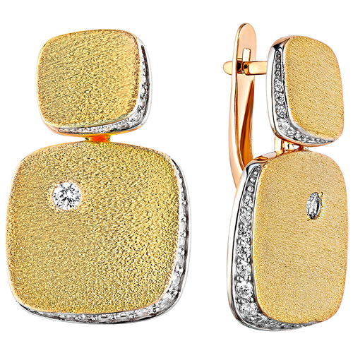 фото Серебряный серьги с позолотой uvilers, сережки с фианитами ювилерс, серебро 925 пробы, английский замок