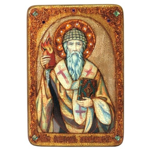 подарочная икона святитель спиридон тримифунтский на мореном дубе 15 20см 999 rti 269m Большая икона Святитель Спиридон Тримифунтский на мореном дубе 42*29см 999-RTI-769m