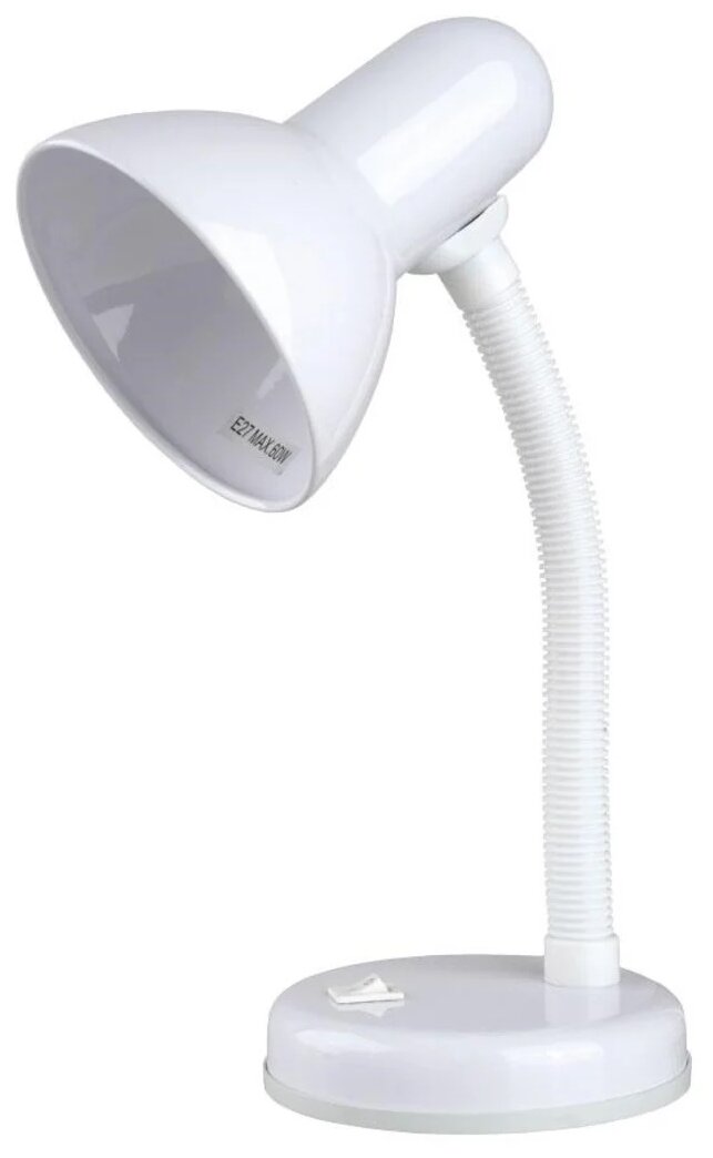 Лампа офисная Camelion Light Solution KD-301 C01, E27, 60 Вт, цвет арматуры: белый, цвет плафона/абажура: белый