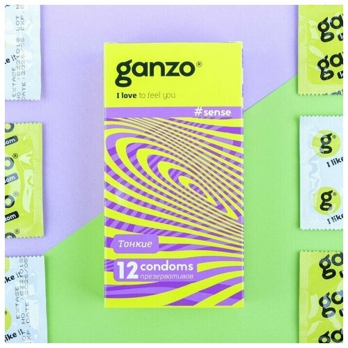 Презервативы Ganzo Sense, тонкие, 12 шт в комплекте