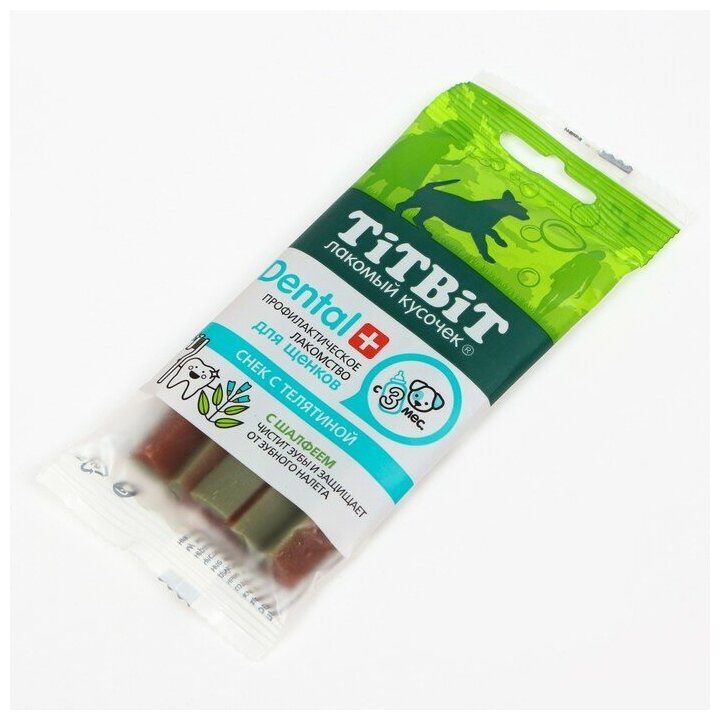 TiTBiT Жевательный снек с телятиной DENTAL+ для щенков мини-пород 30г 0.03 кг