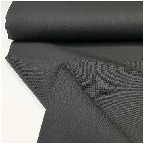 Ткань костюмная bibliotex черная, однотонная, эластичная. Италия. 0,5 м (ширина 150 см)