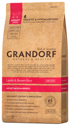 Сухой корм для собак Grandorf гипоаллергенный, при чувствительном пищеварении, ягненок, с бурым рисом (для средних пород)