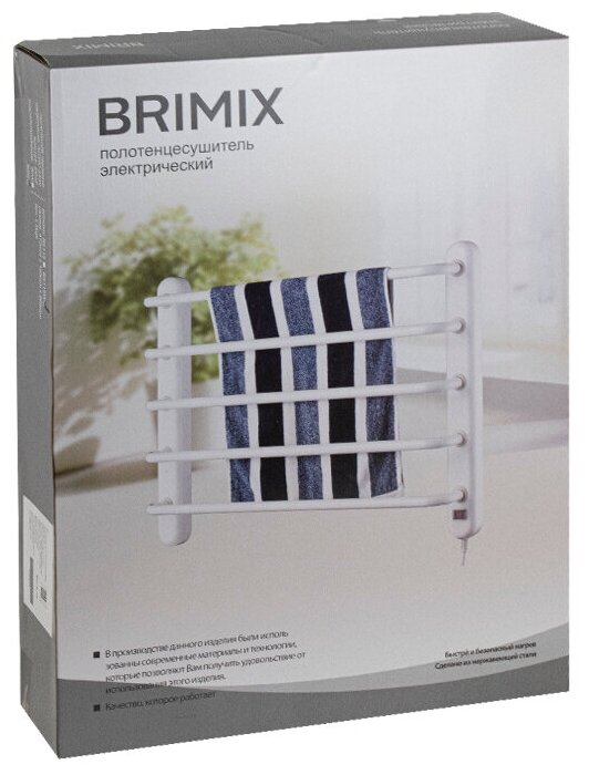 Полотенцесушитель BRIMIX электрический белый, 60х45x10, с сухим ТЭНом, 90 W, 220-240 V, 50 Hz из нержавеющей стали - фотография № 4