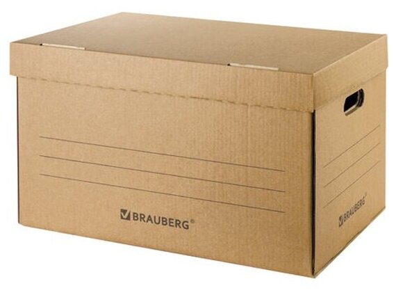 Короб архивный Brauberg Делопроизводство (235х325х180 мм), с крышкой, гофрокартон,